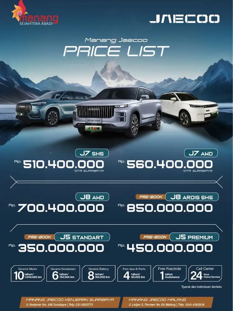 Daftar Harga Terbaru 2025 Mobil Jaecoo di Malang dan Sekitarnya